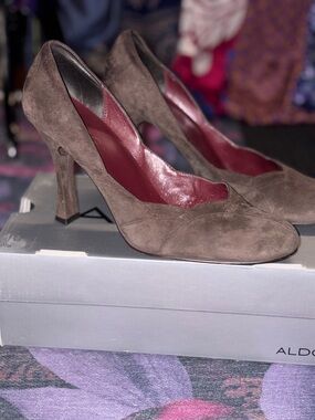 Aldo Dark Brown Suede High Heel Pumps